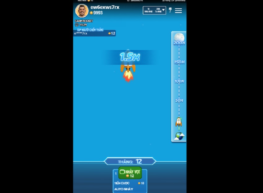 Tính năng trong game Cash Rocket tại Vn88 Chuc nang game Cash Rocket tai Vn88